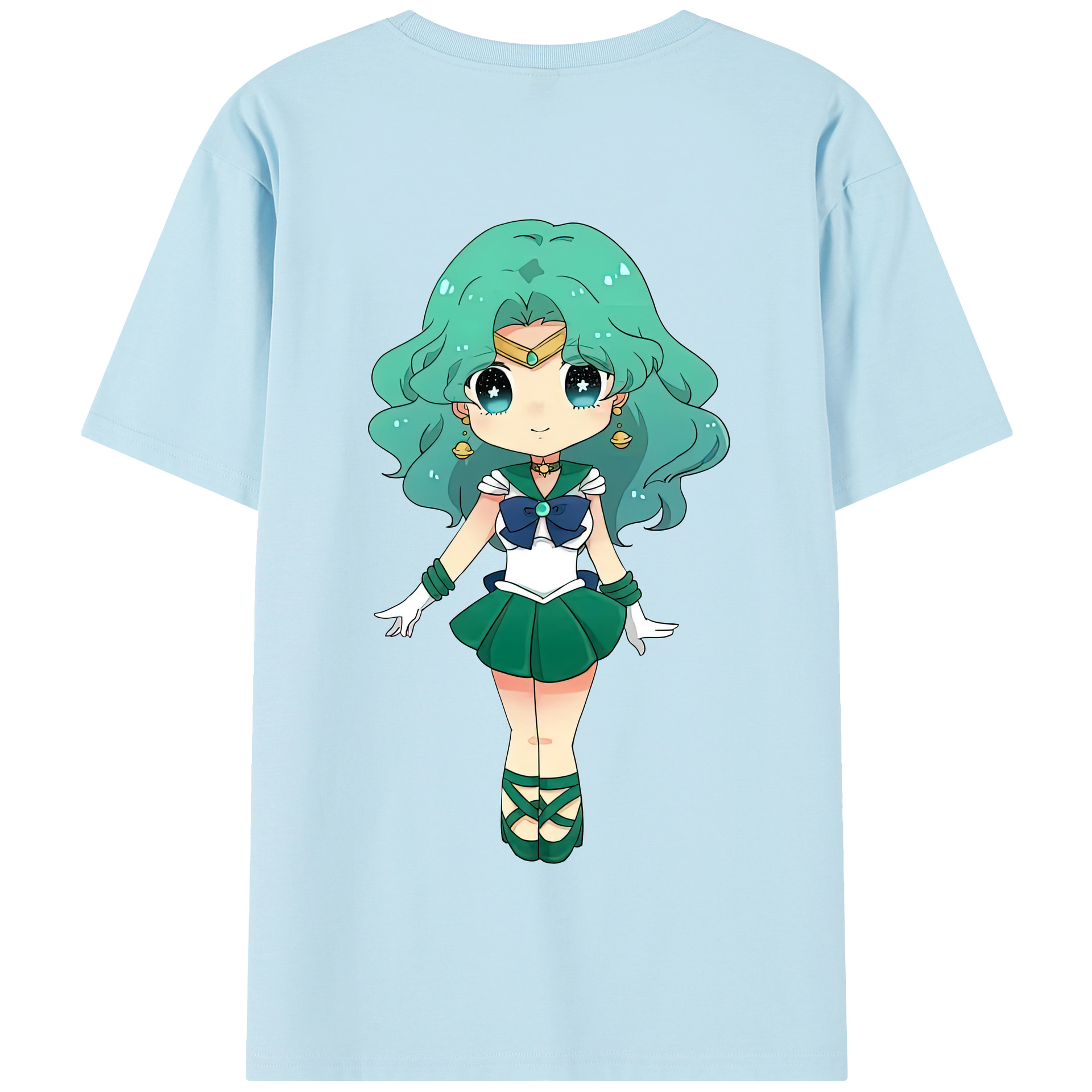 （画像用） 美少女戦士セーラームーン 海王 みちる（かいおう みちる） Sailor Moon Kaiou Michiru 綿100％半袖Tシャツ（背面プリント）